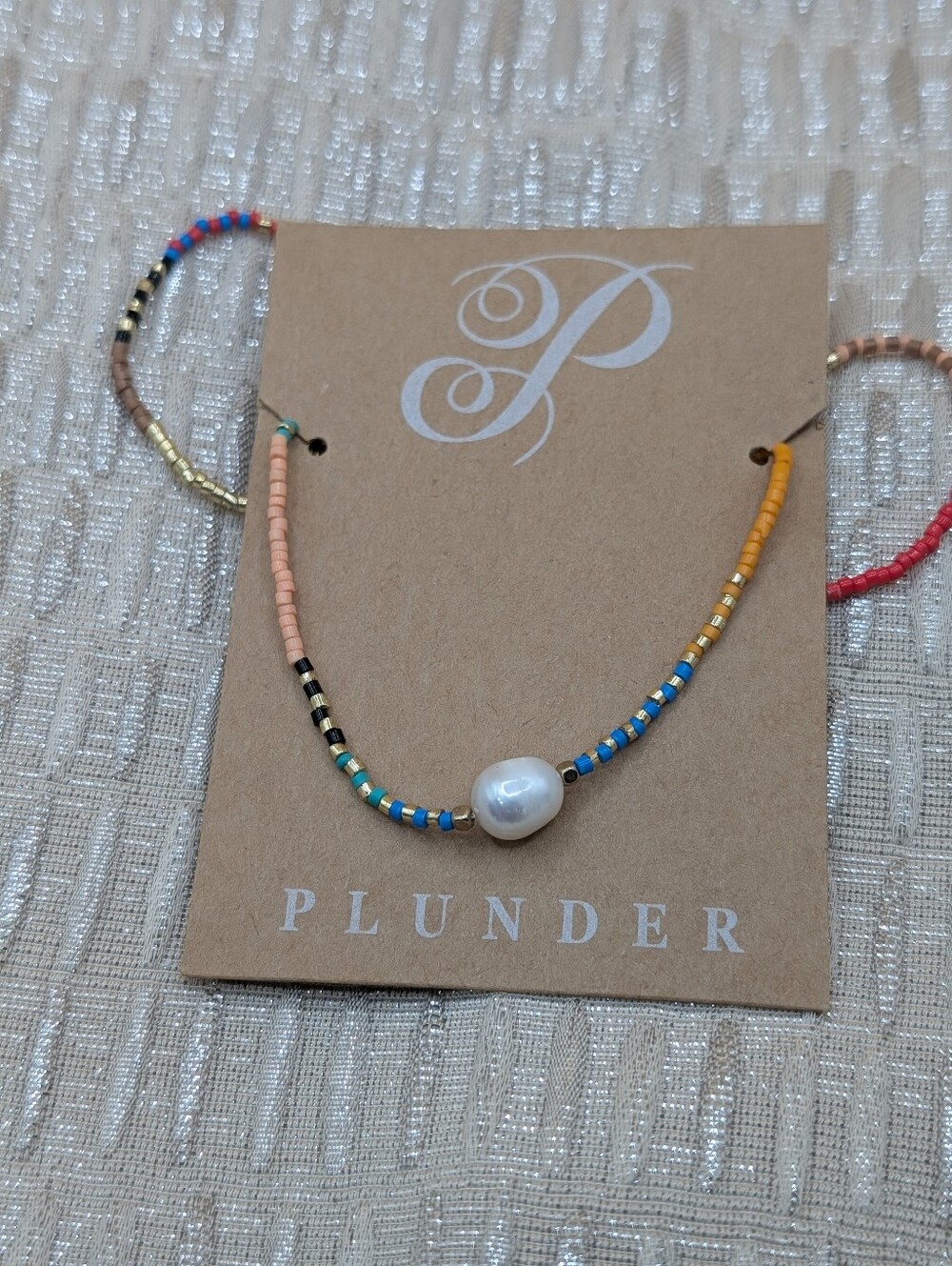 Plunder Dainty Multi-Color Beaded Pearl Accent Necklace NEW!
